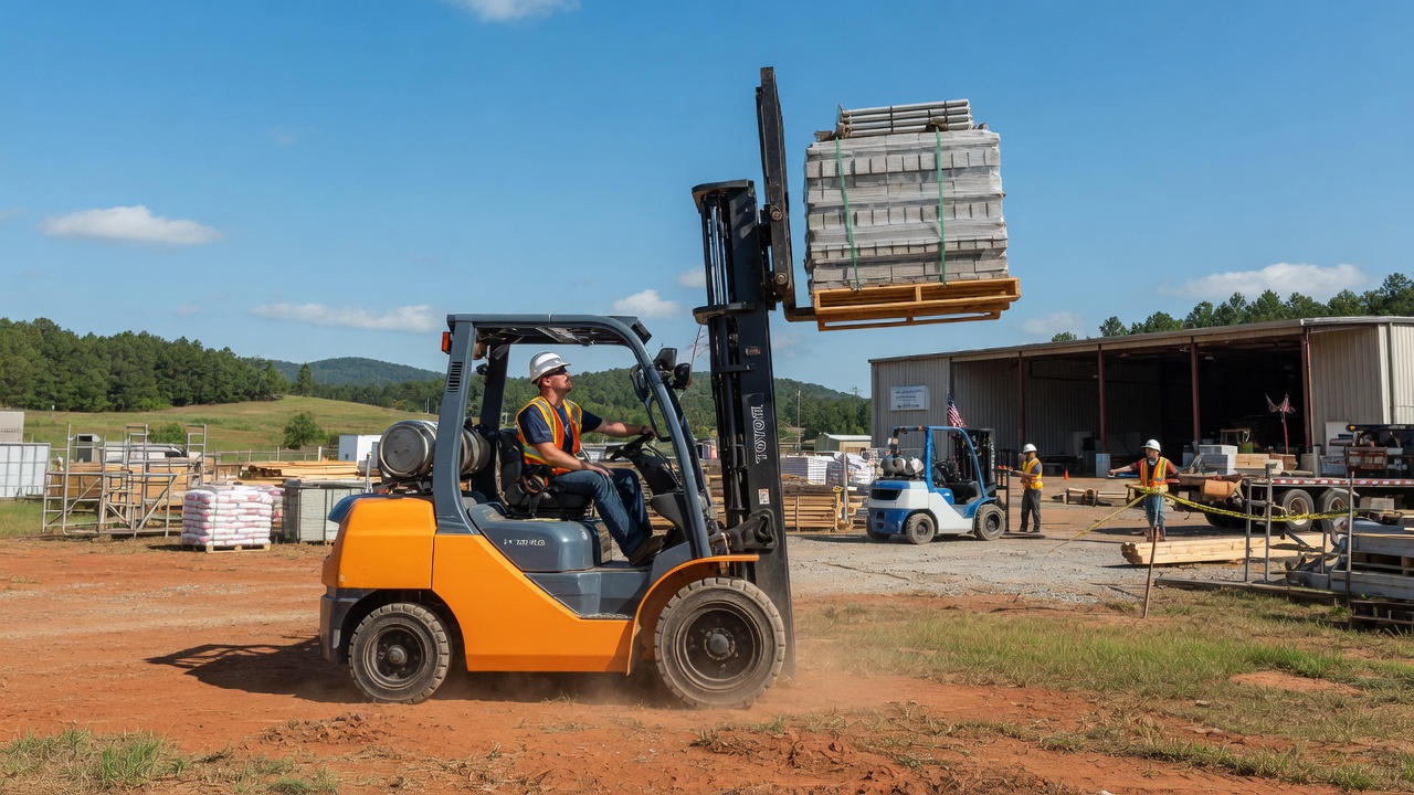 A reliable forklift in use for material handling in Chambers, AL